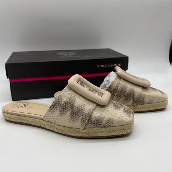 Vince Camuto Shoes Size 7.5 Buckle Espadrille Mules Jinannie Zulu Snake - Picture 2 of 12